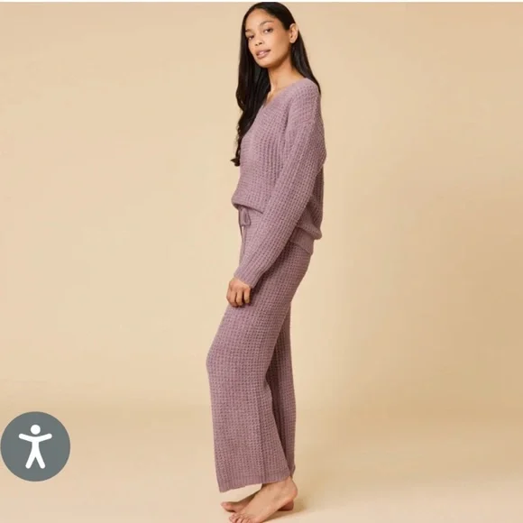 Softies waffle marshmallow V-Neck Luxe Cozy  Loungewear Set XS - Picture 3 of 8